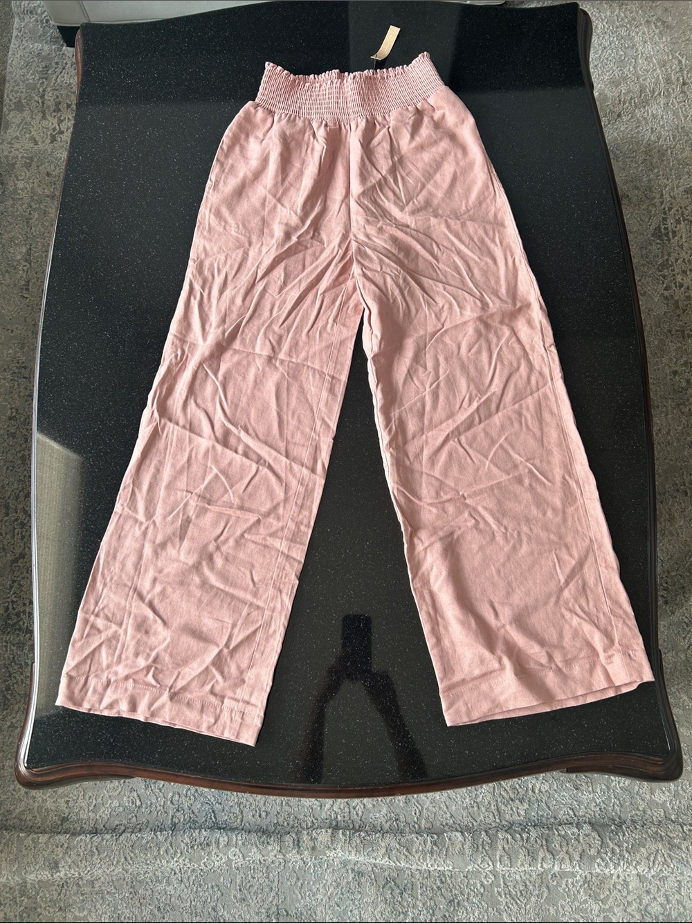 Love Tree Pink Smocked Waist Wide-Leg Pants